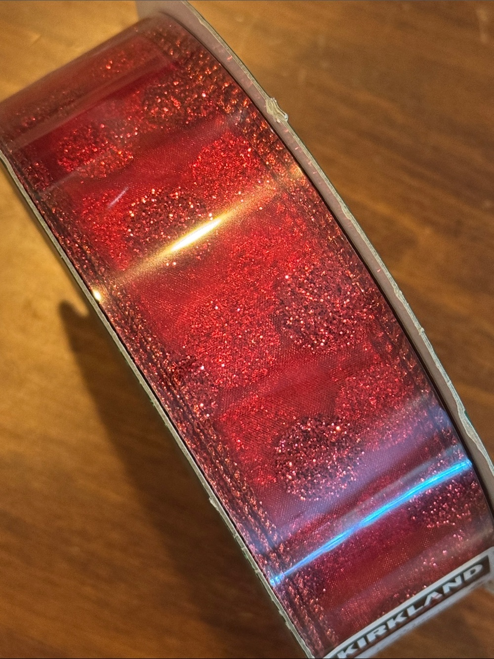 NEW Sealed Kirkland Signature Wired Sheer Red Glitter Dot 50 yd 1 1/2” Christmas